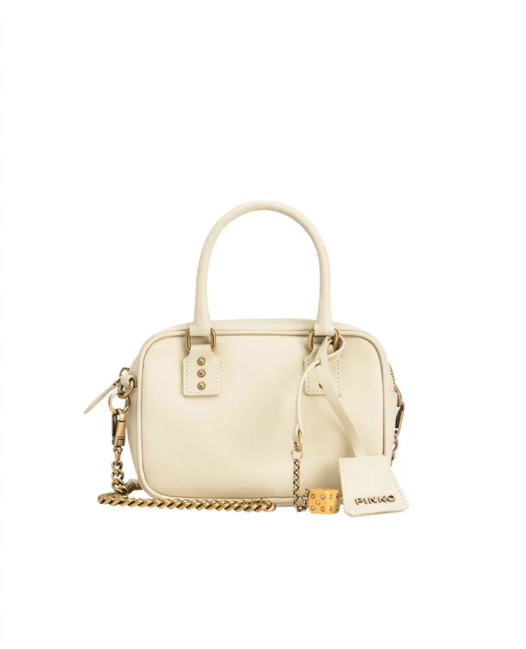 MINI BOWLING BAG IN LEATHER — white — фото 1