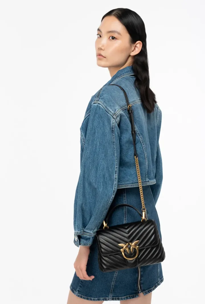 MINI LADY LOVE BAG PUFF CHEVRON — black/gold