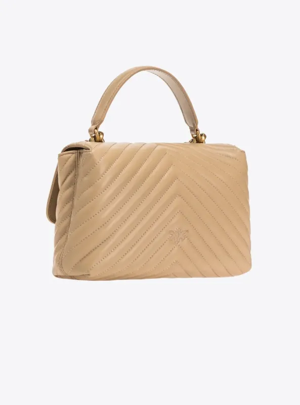 MINI LADY LOVE BAG PUFF CHEVRON — sand-antique gold