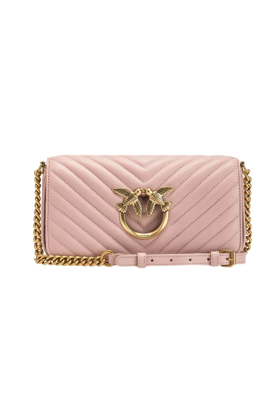 MINI LOVE BAG CLICK BAGUETTE CHEVRON — dusty pink-antique gold