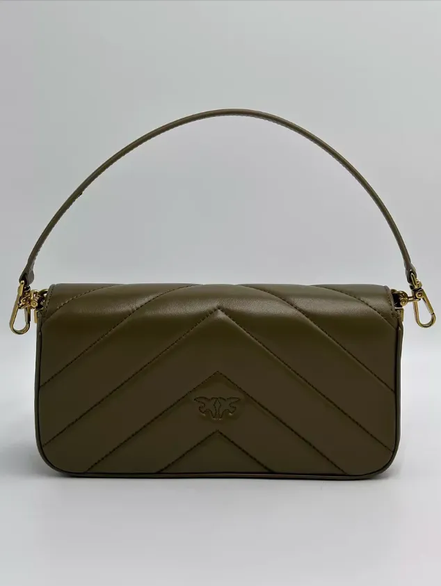 MINI LOVE BAG CLICK BAGUETTE CHEVRON — olive gold — фото 3
