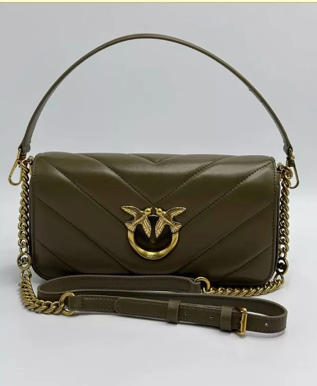 MINI LOVE BAG CLICK BAGUETTE CHEVRON — olive gold