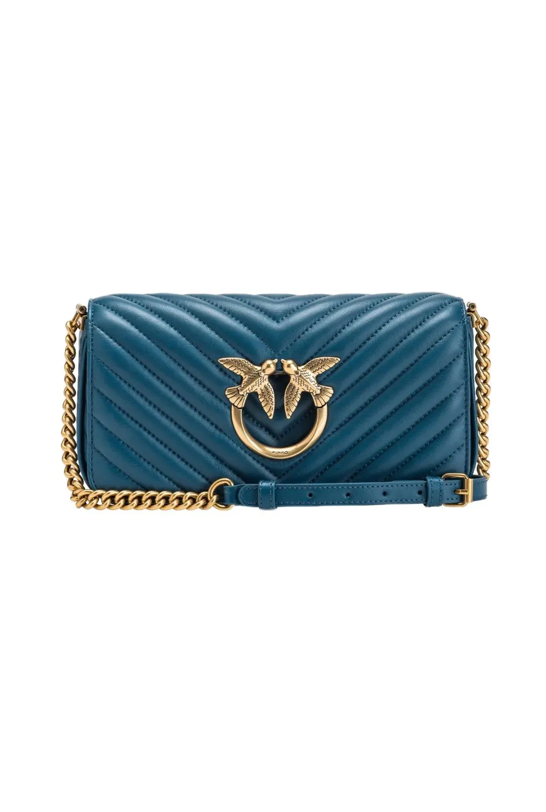 MINI LOVE BAG CLICK BAGUETTE CHEVRON — teal-antique gold