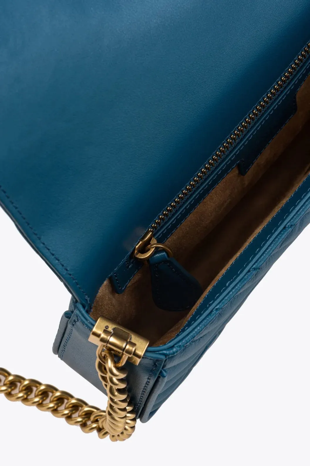 MINI LOVE BAG CLICK BAGUETTE CHEVRON — teal-antique gold