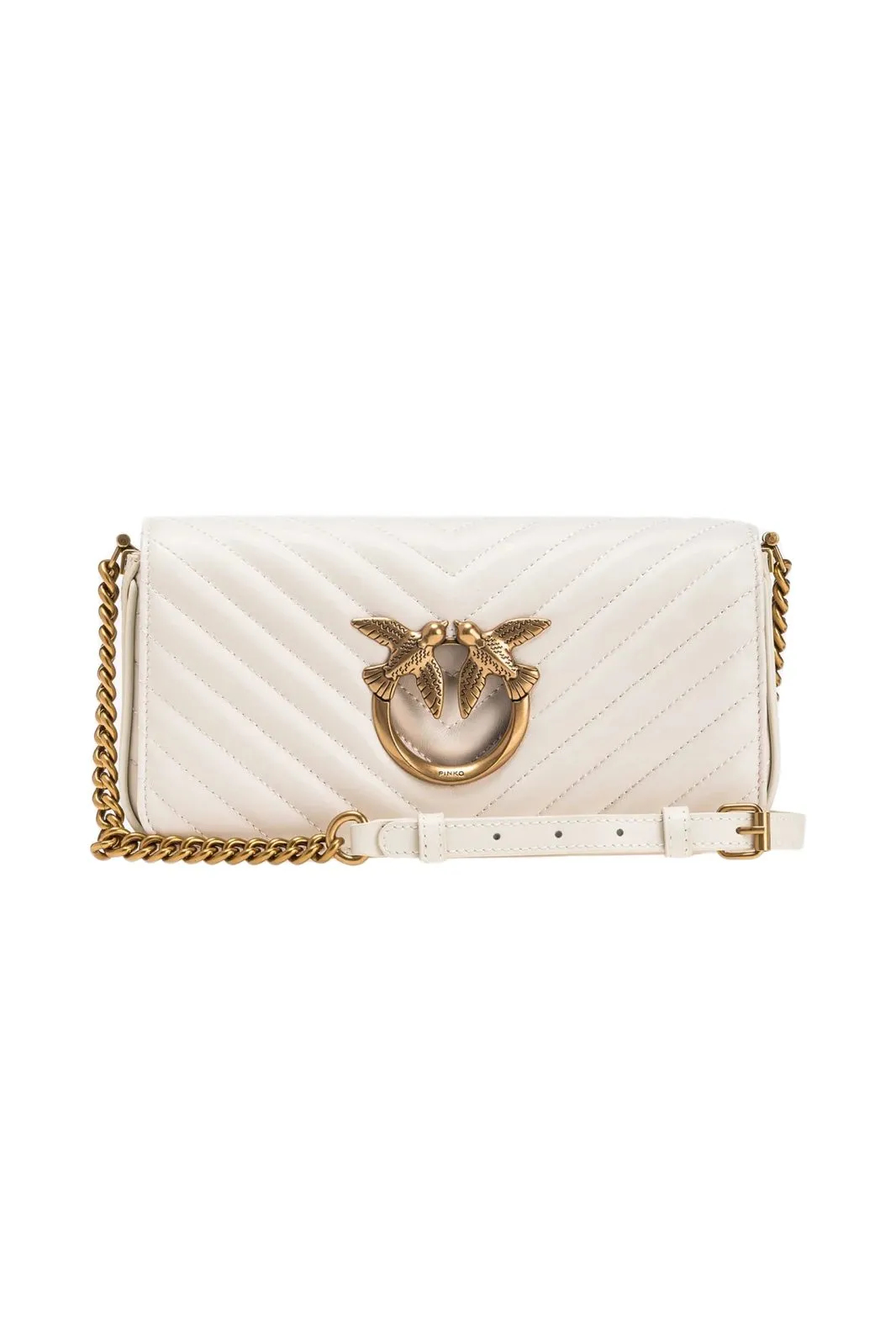 MINI LOVE BAG CLICK BAGUETTE CHEVRON — white-antique gold