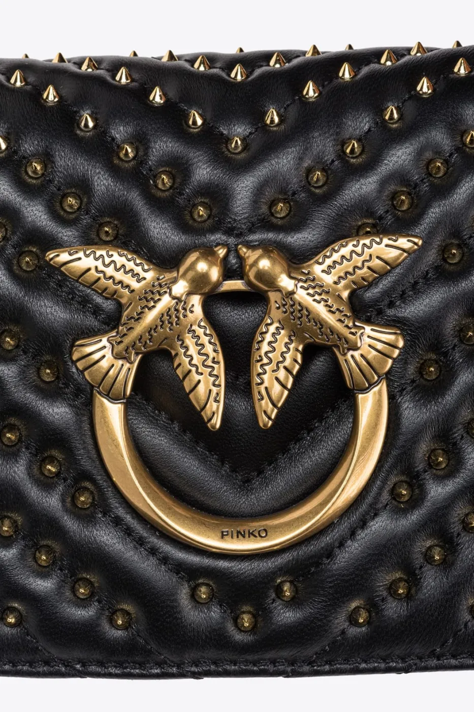 MINI LOVE BAG CLICK CHEVRON STUDS — black-antique gold