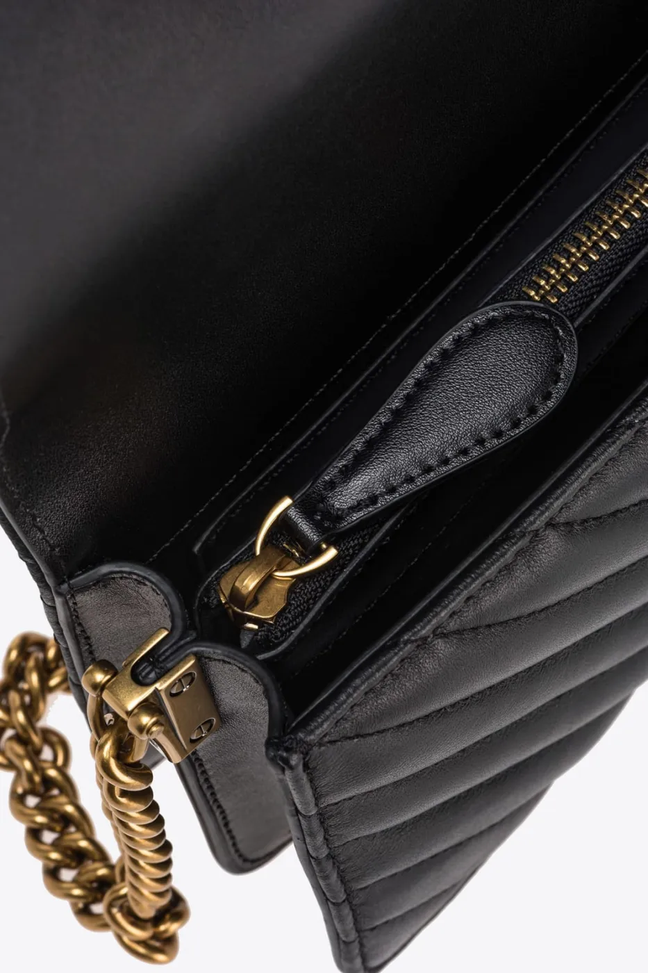 MINI LOVE BAG CLICK CHEVRON STUDS — black-antique gold — фото 4