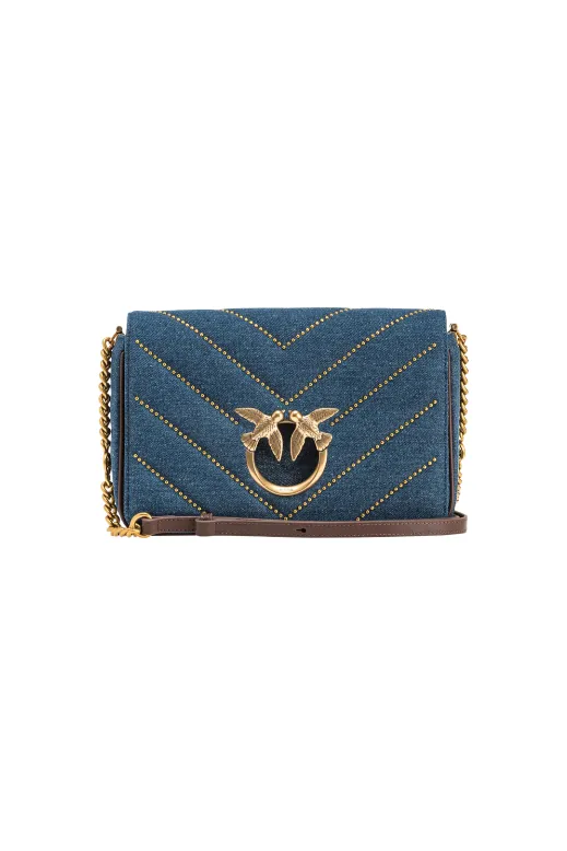 MINI LOVE BAG CLICK DENIM WITH STUDS — denim