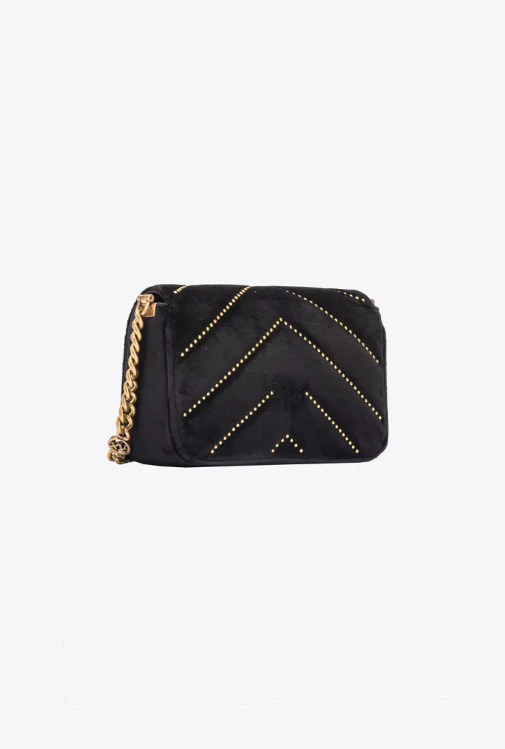 MINI LOVE BAG CLICK IN VELVET WITH STUDS — black