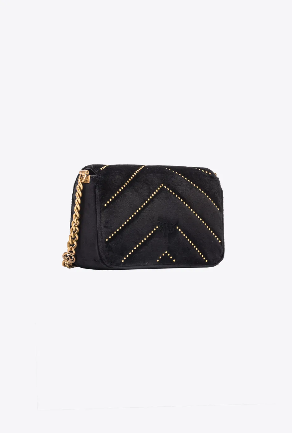 MINI LOVE BAG CLICK IN VELVET WITH STUDS — black