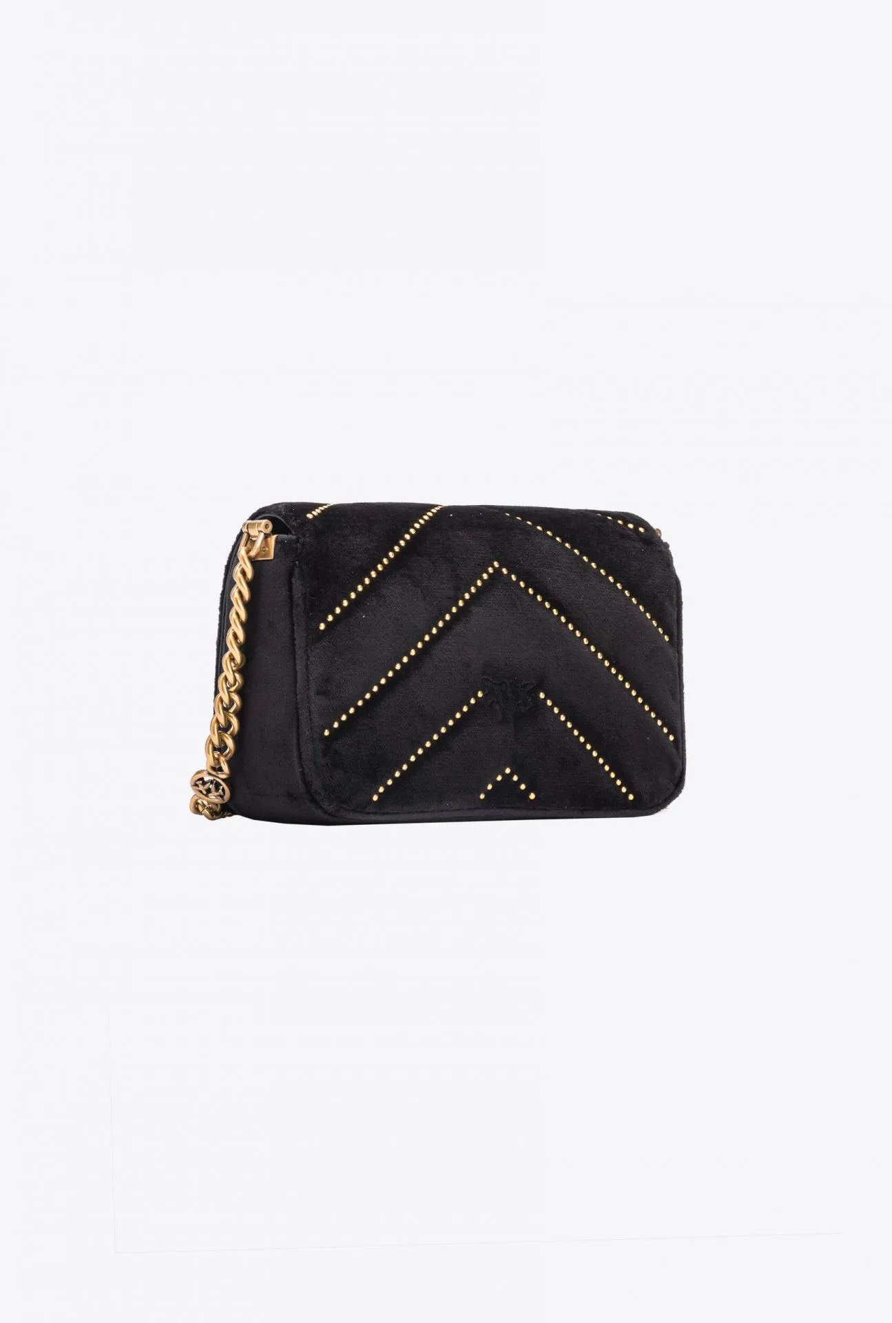 MINI LOVE BAG CLICK IN VELVET WITH STUDS — black