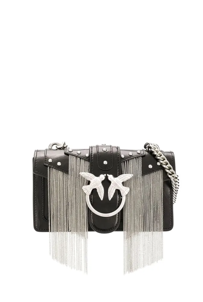 MINI LOVE BAG METAL FRINGES — black