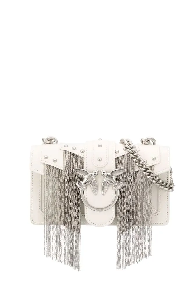 MINI LOVE BAG METAL FRINGES — white