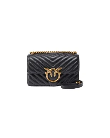 MINI LOVE BAG ONE CHEVRON — black/antique gold