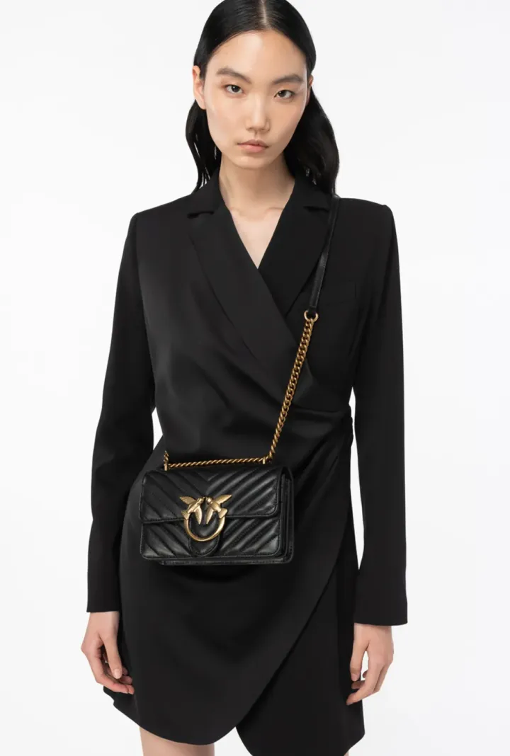 MINI LOVE BAG ONE CHEVRON — black/antique gold