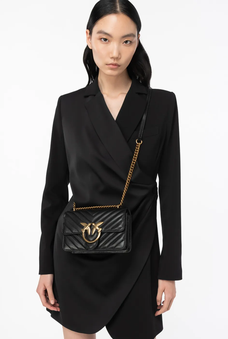 MINI LOVE BAG ONE CHEVRON — black/antique gold