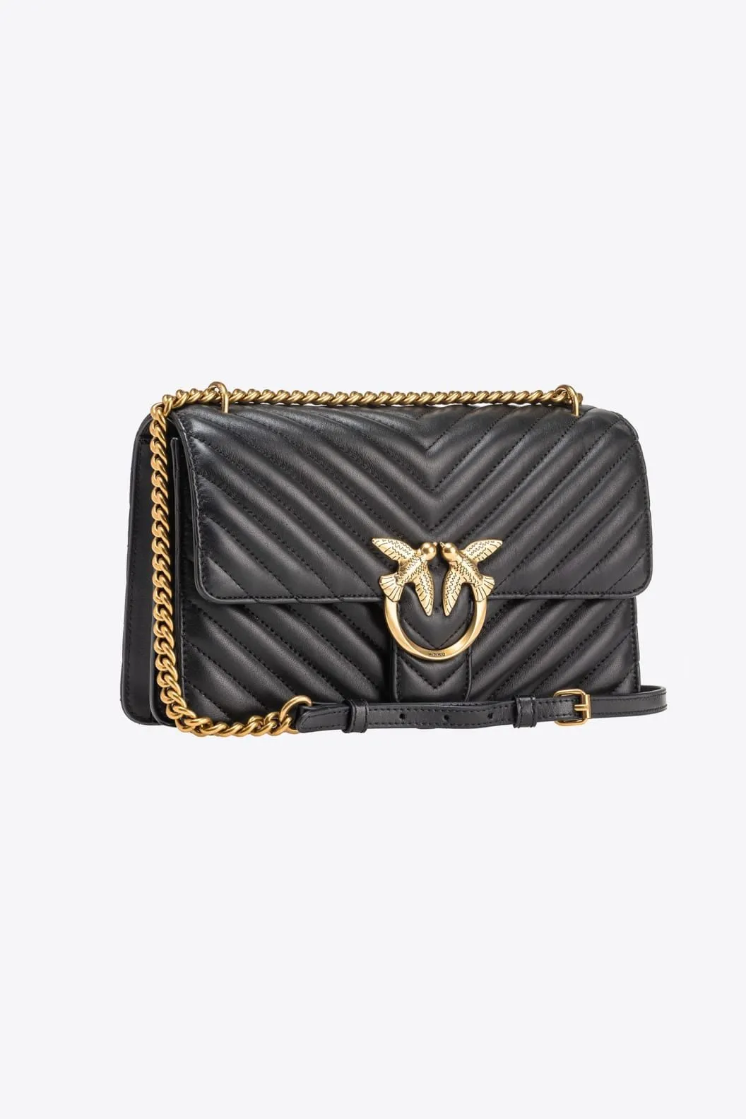MINI LOVE BAG ONE CHEVRON — black/antique gold