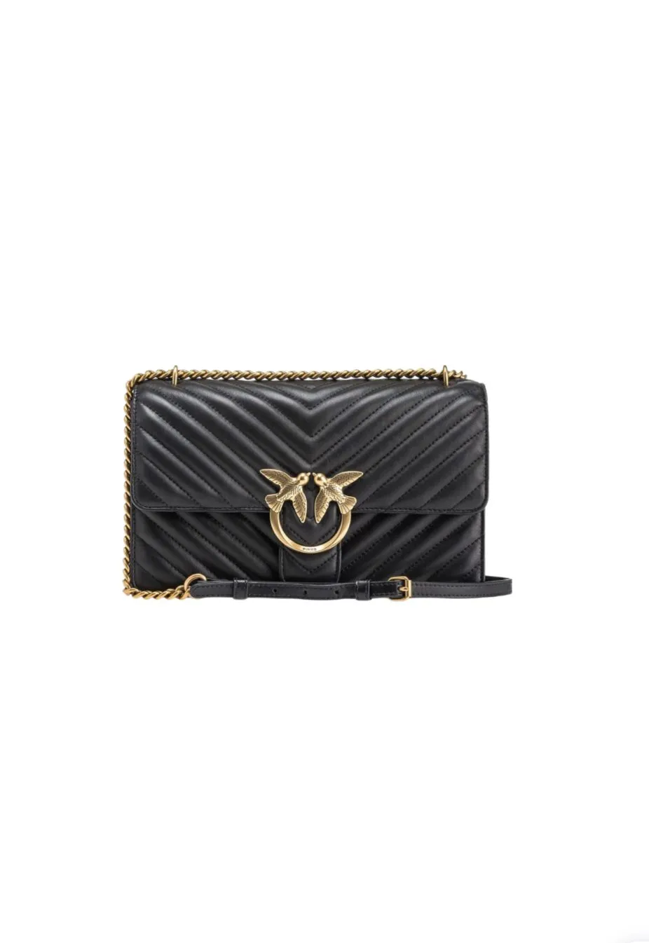 MINI LOVE BAG ONE CHEVRON — black/antique gold
