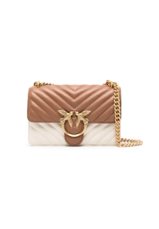 MINI LOVE BAG ONE CHEVRON — double colour cognac