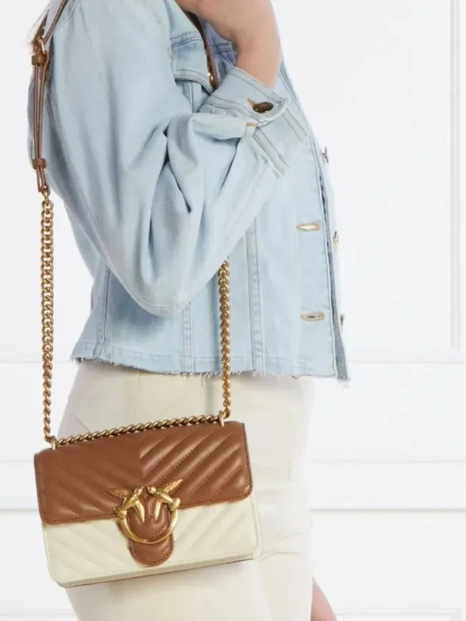 MINI LOVE BAG ONE CHEVRON — double colour cognac