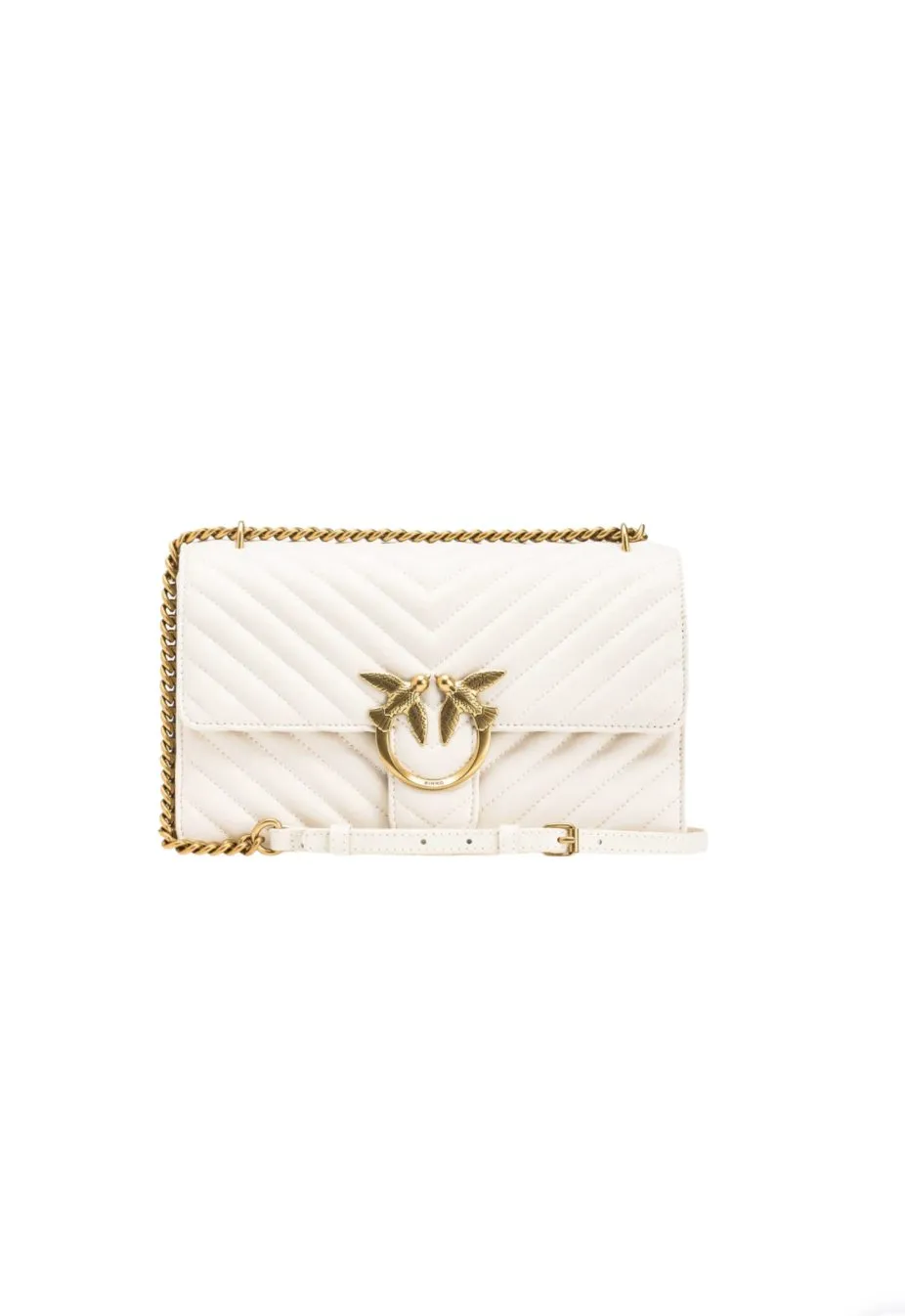 MINI LOVE BAG ONE CHEVRON — white/antique gold