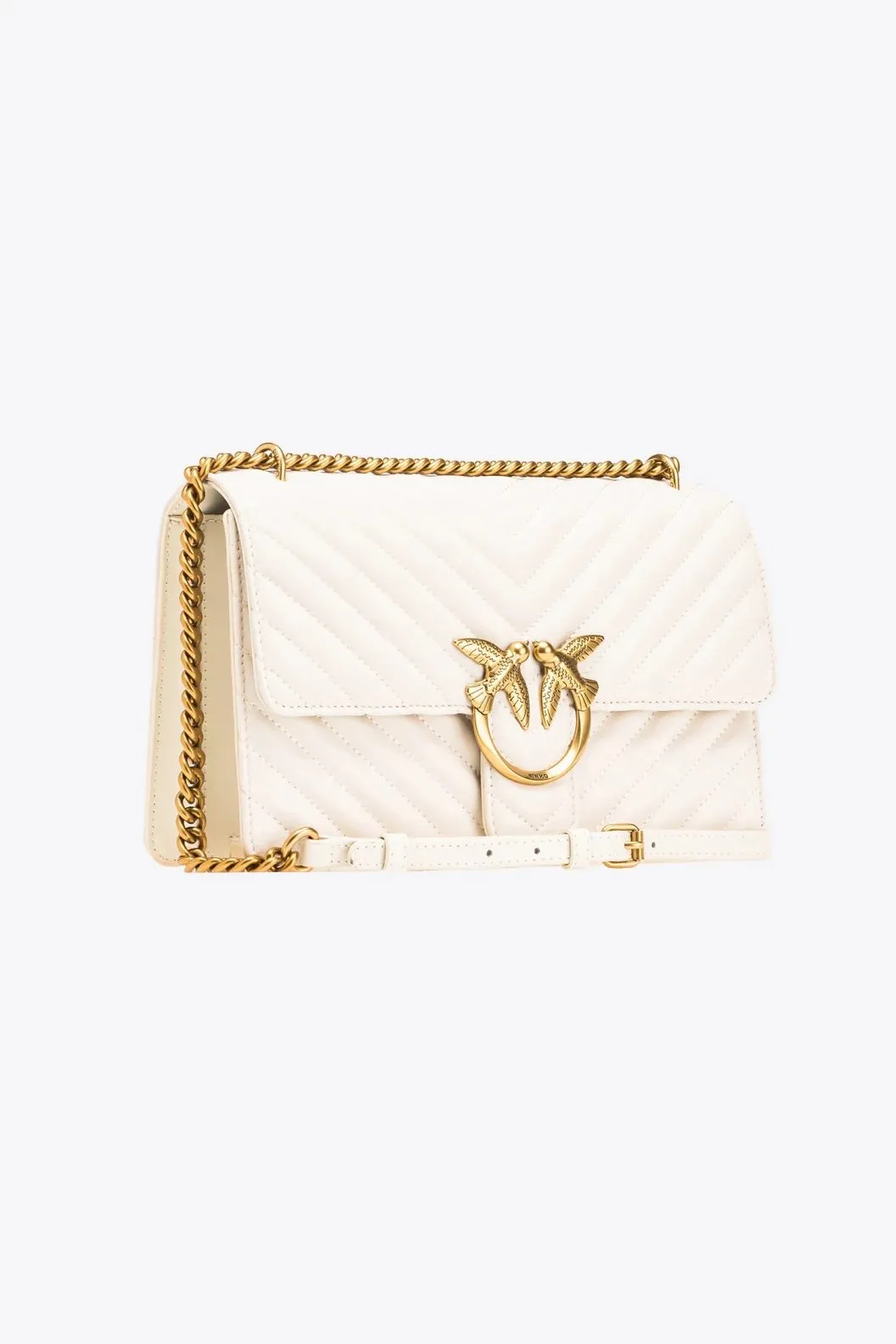 MINI LOVE BAG ONE CHEVRON — white/antique gold