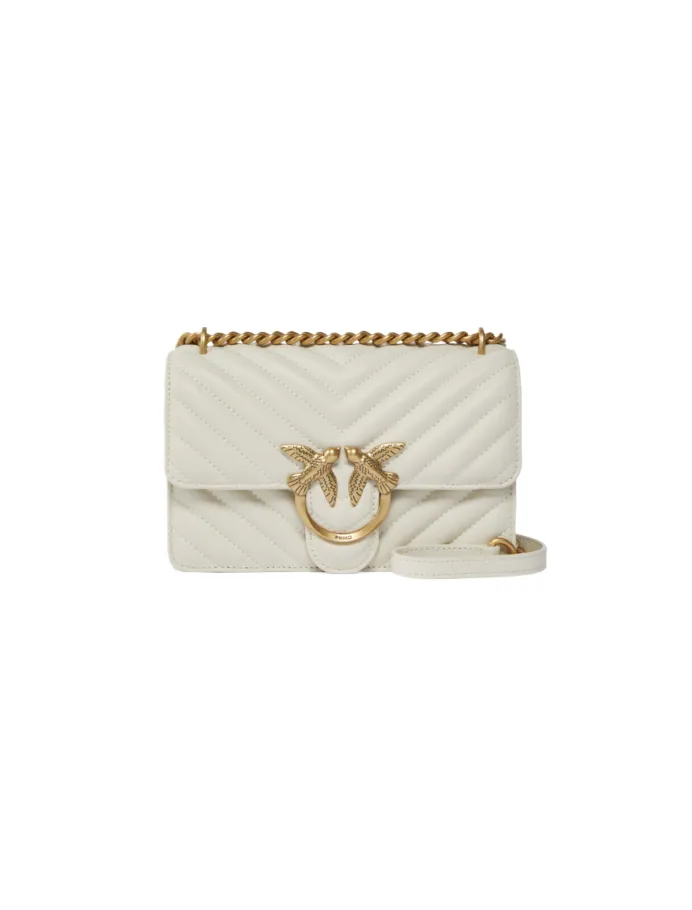 MINI LOVE BAG ONE CHEVRON — white/gold