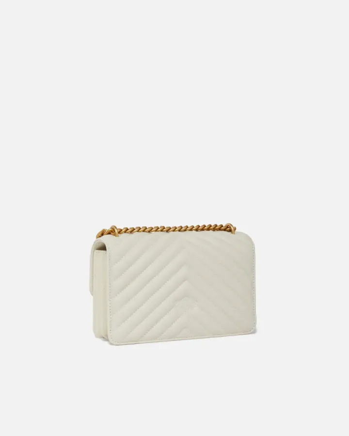 MINI LOVE BAG ONE CHEVRON — white/gold