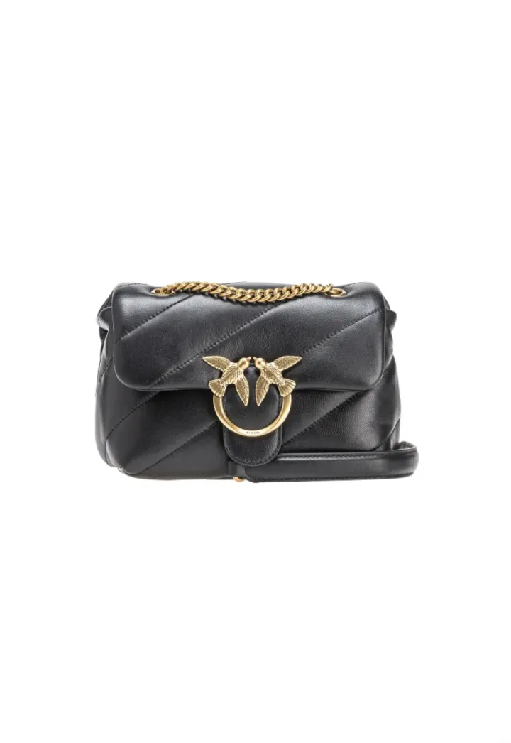 MINI LOVE BAG PUFF MAXI QUILT — black/gold