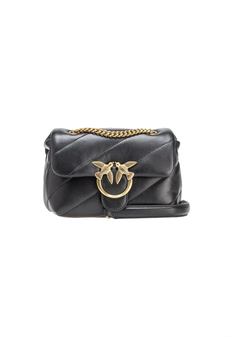 MINI LOVE BAG PUFF MAXI QUILT — black/gold
