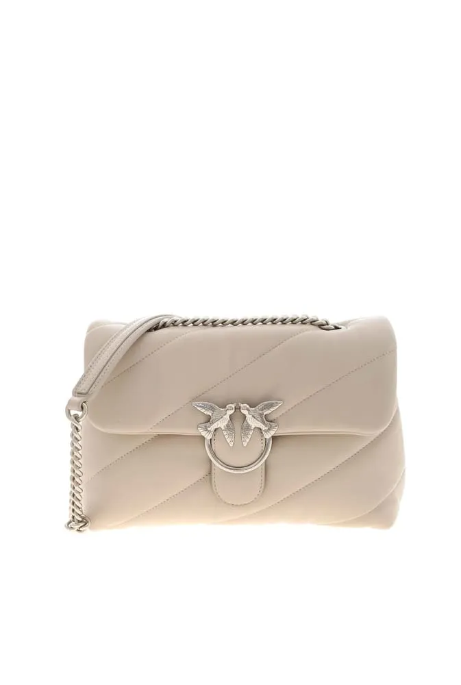 MINI LOVE BAG PUFF MAXI QUILT — creme silver