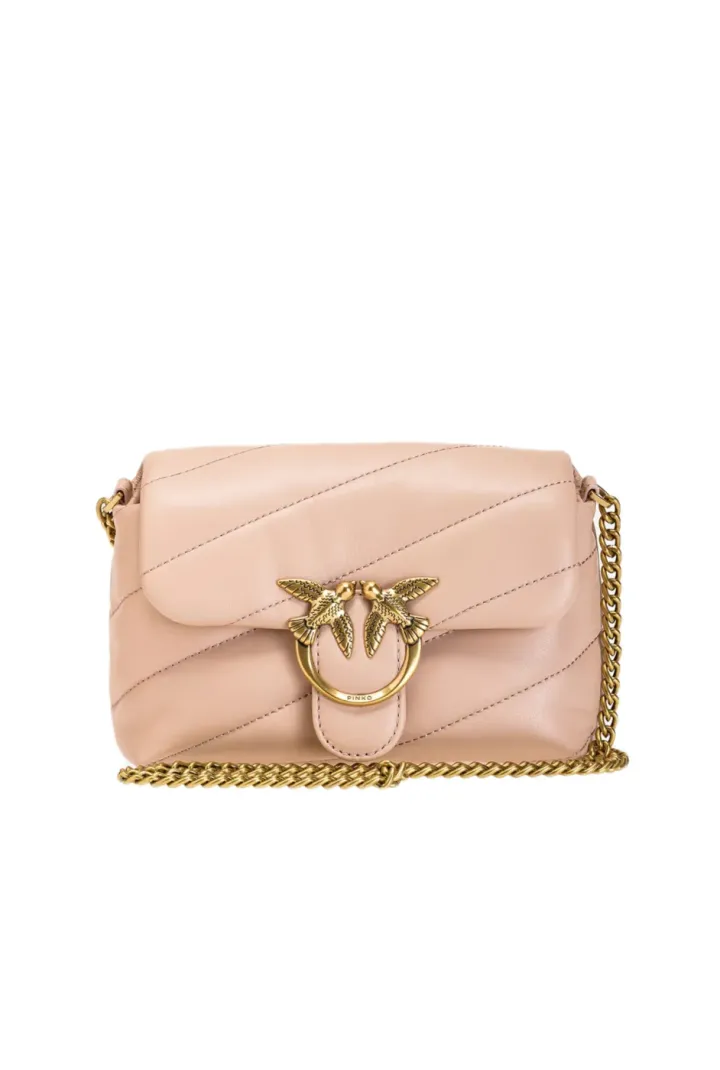 MINI LOVE BAG PUFF MAXI QUILT — dusty pink-antique gold