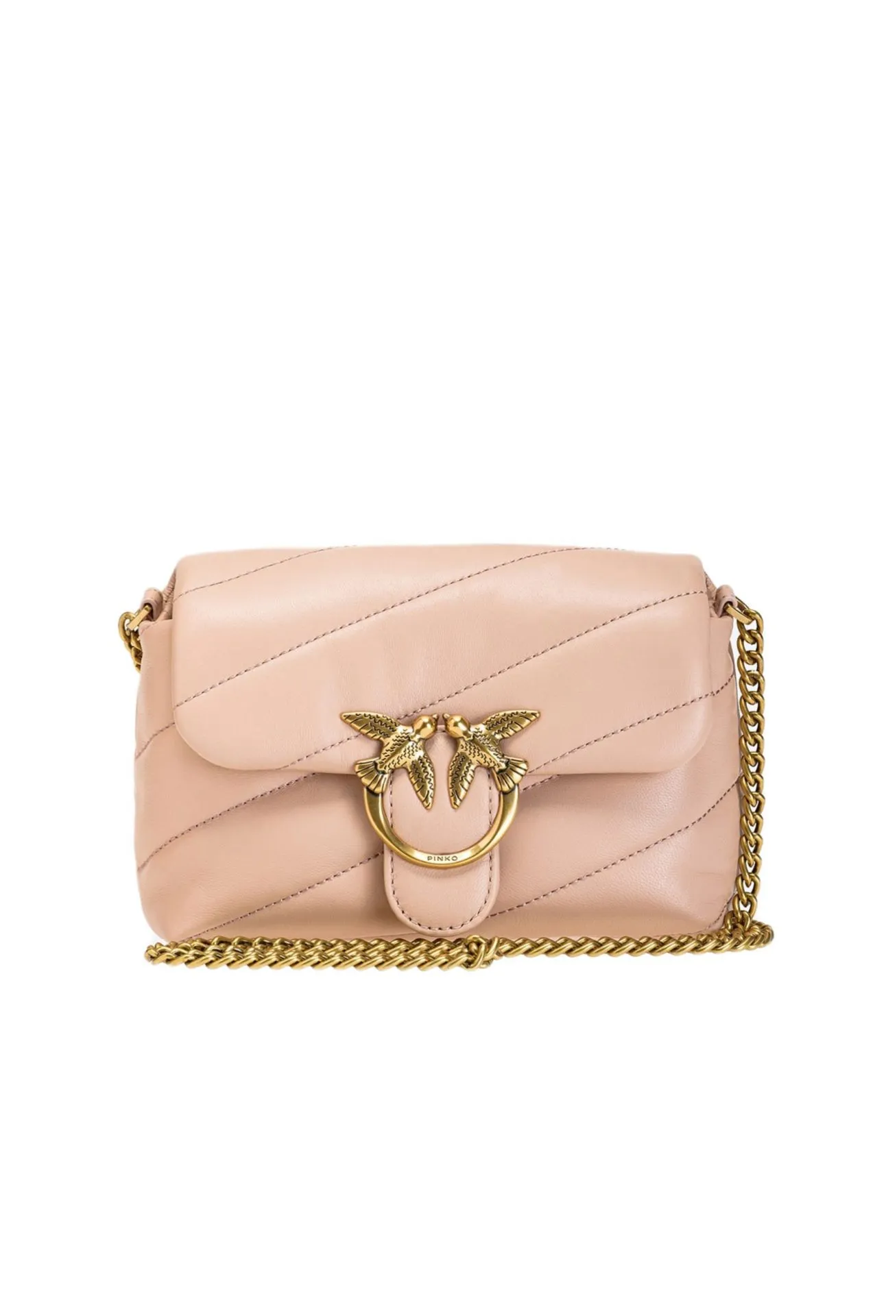 MINI LOVE BAG PUFF MAXI QUILT — dusty pink-antique gold