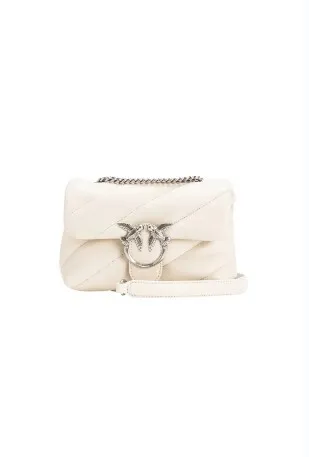 MINI LOVE BAG PUFF MAXI QUILT — white silver
