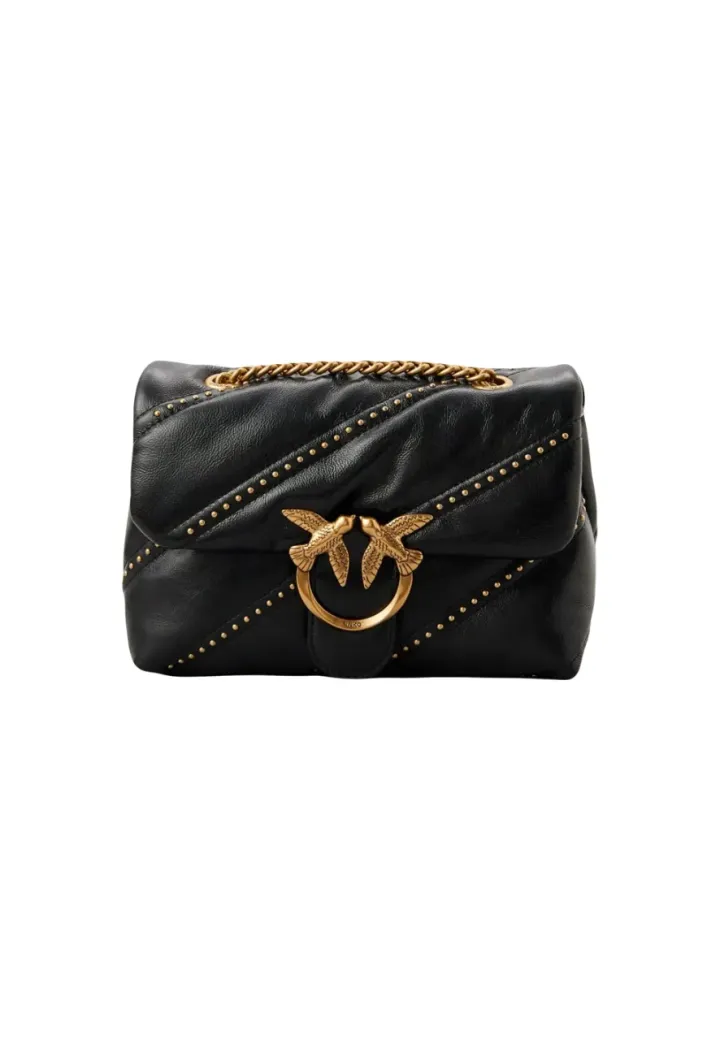 MINI LOVE BAG PUFF STRASS INCASTONATI — black