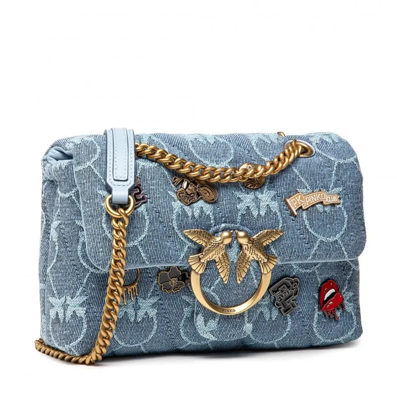 MINI LOVE BAG PUFF VARSITY PINS — light blue — фото 3