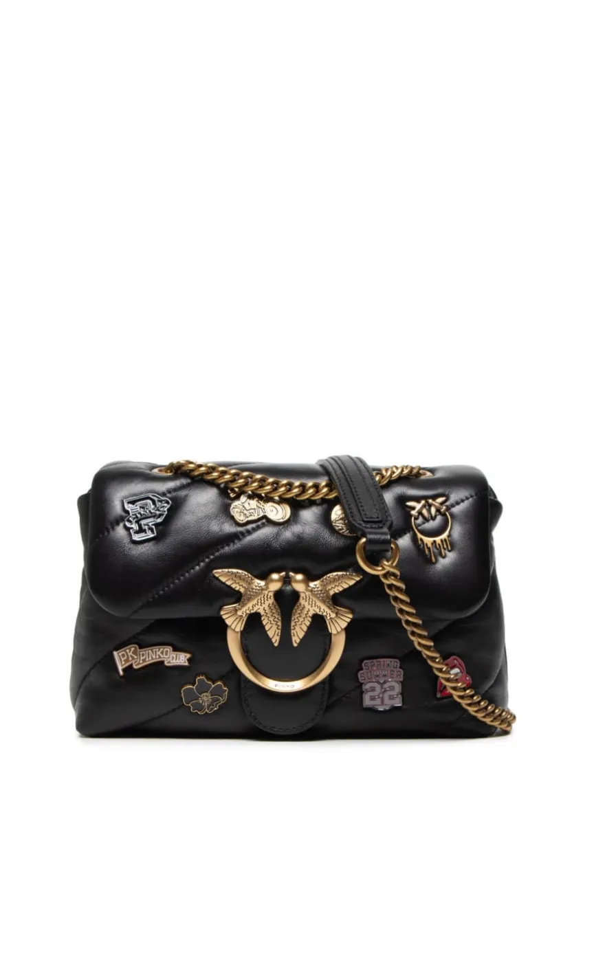 MINI LOVE BAG PUFF VERSITY PINS — black