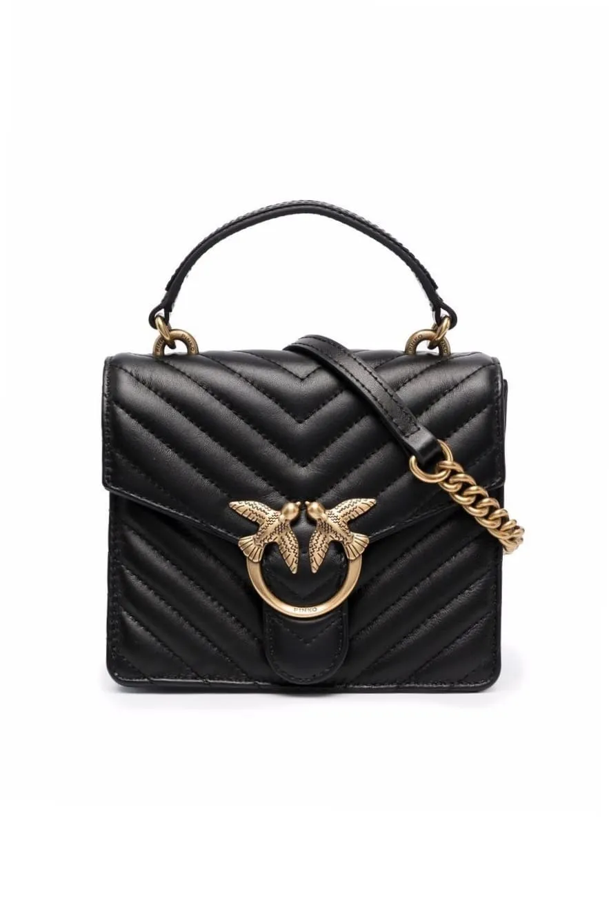 MINI LOVE BAG TOP HANDLE V QUILT — black