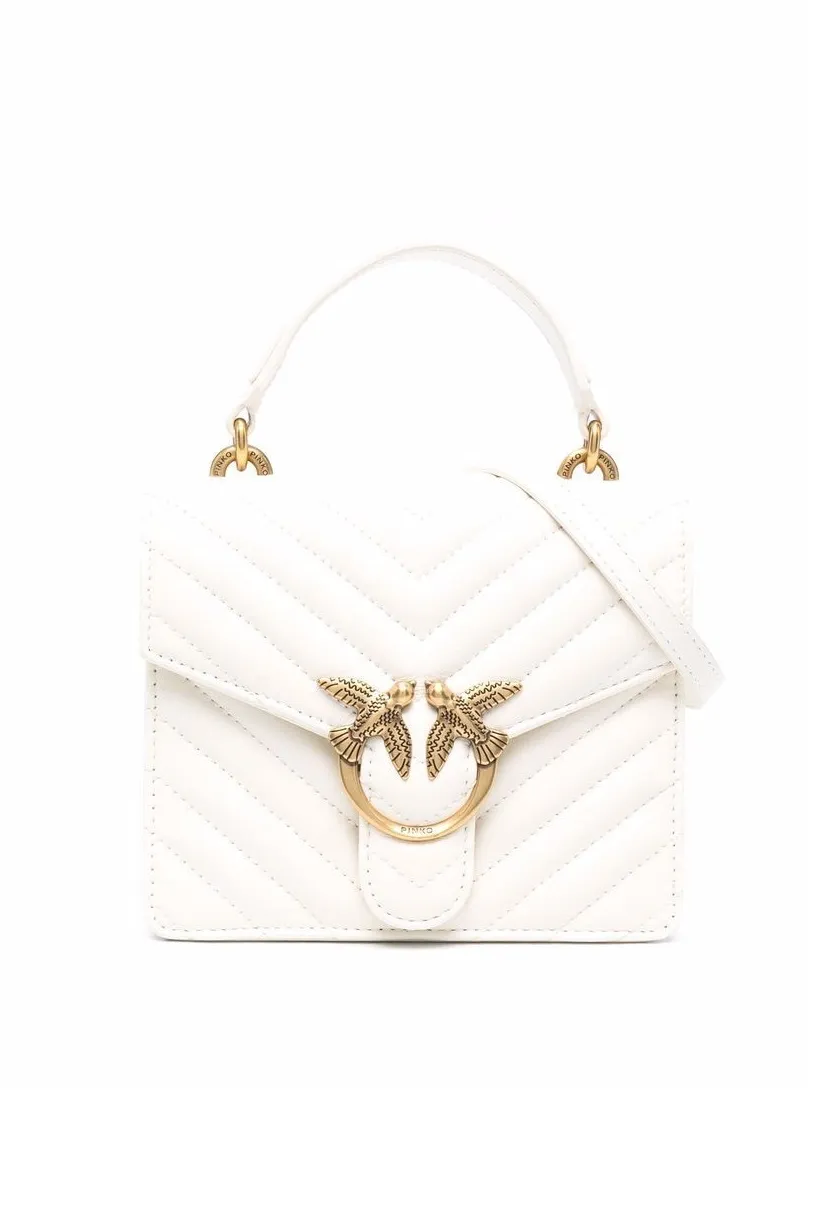 MINI LOVE BAG TOP HANDLE V QUILT — white