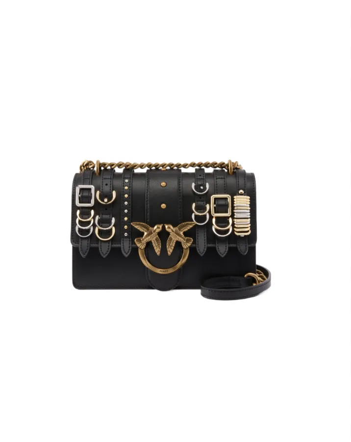 MINI LOVE BAG WITH CARABINER CLAPS — black