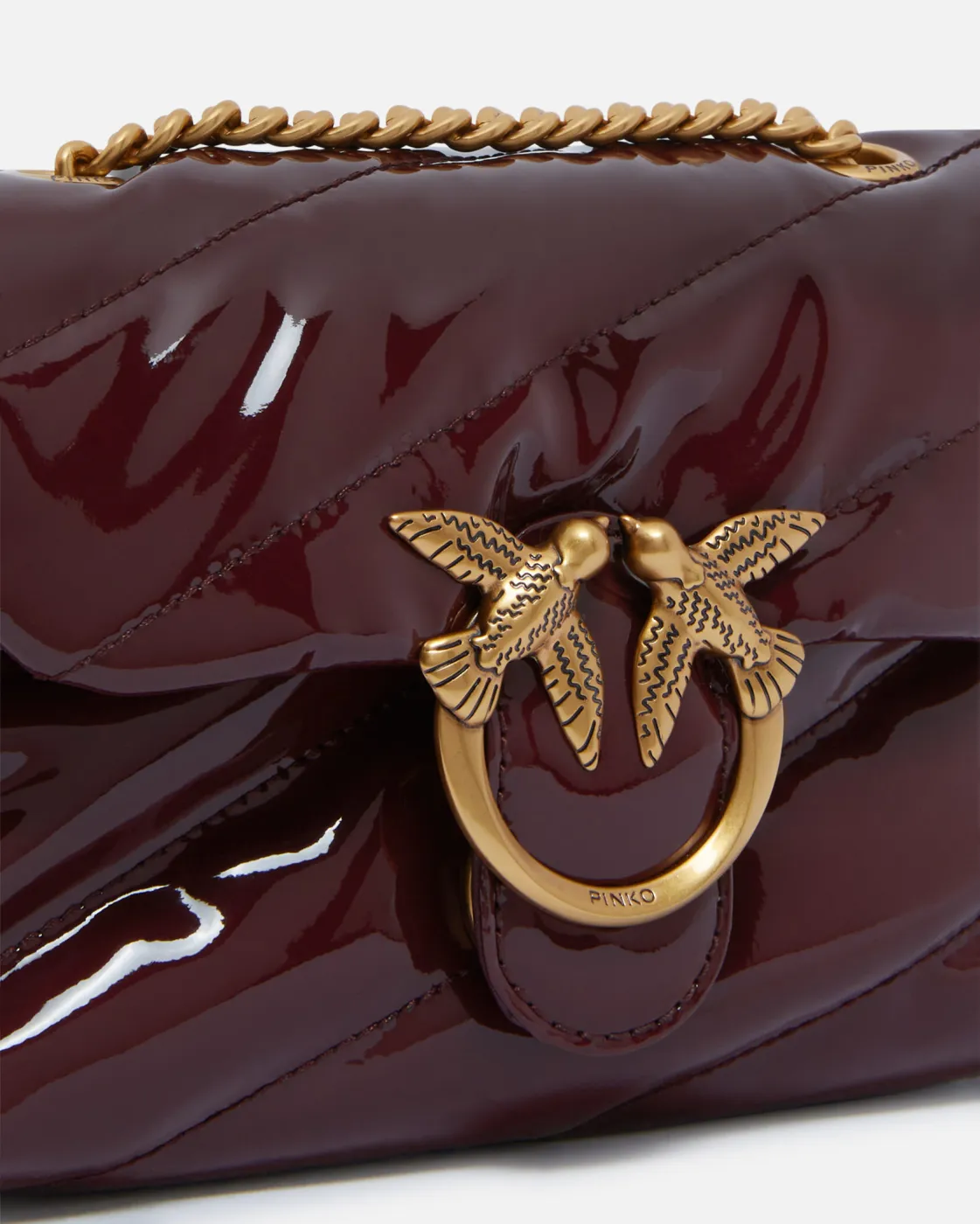 PATENT MINI LOVE BAG PUFF CROSSBODY BAG — bordeaux — фото 2