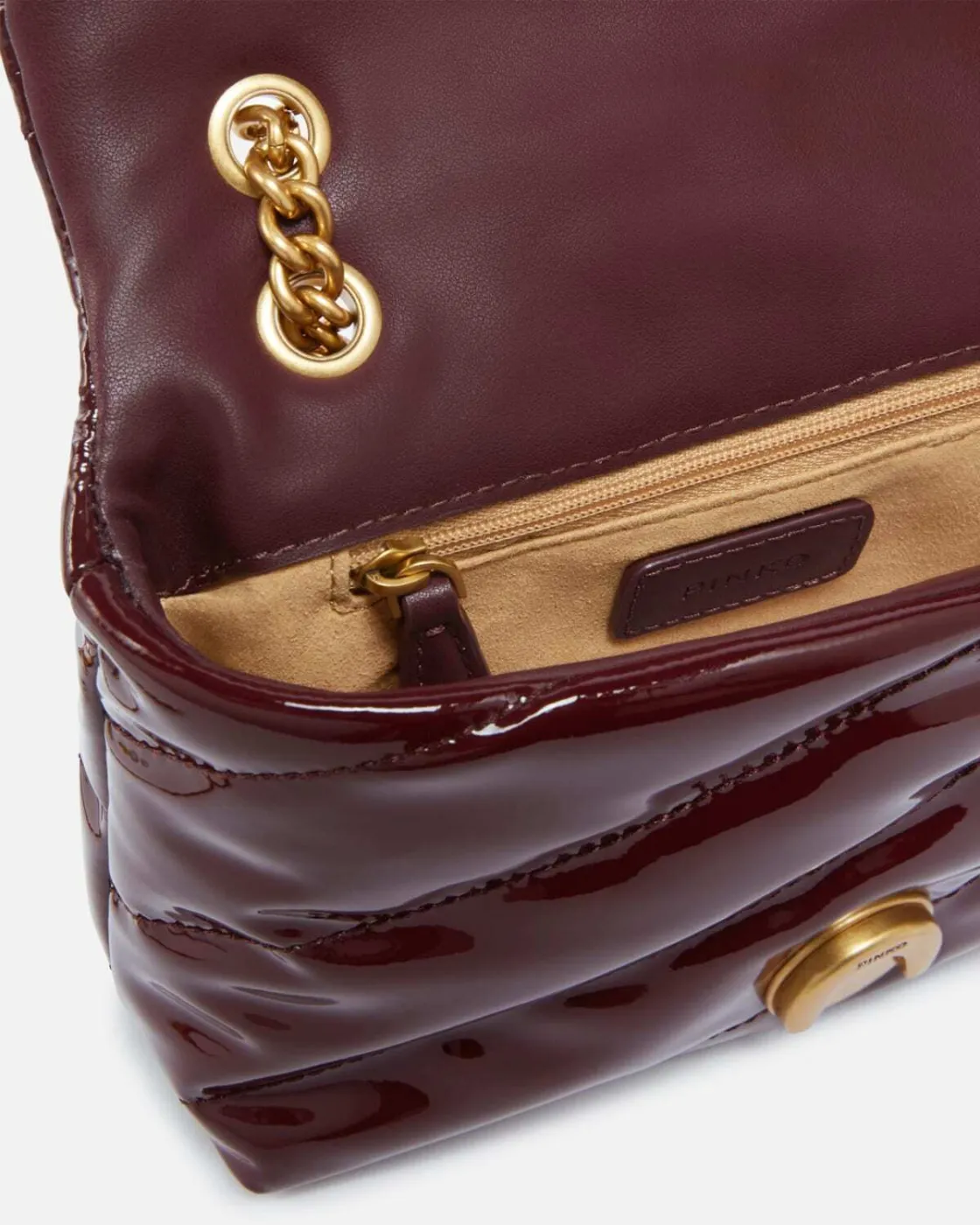PATENT MINI LOVE BAG PUFF CROSSBODY BAG — bordeaux — фото 3